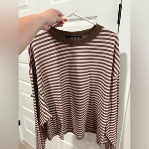 Lioness Bloom Long Sleeve Chocolate Blush Stripe Top